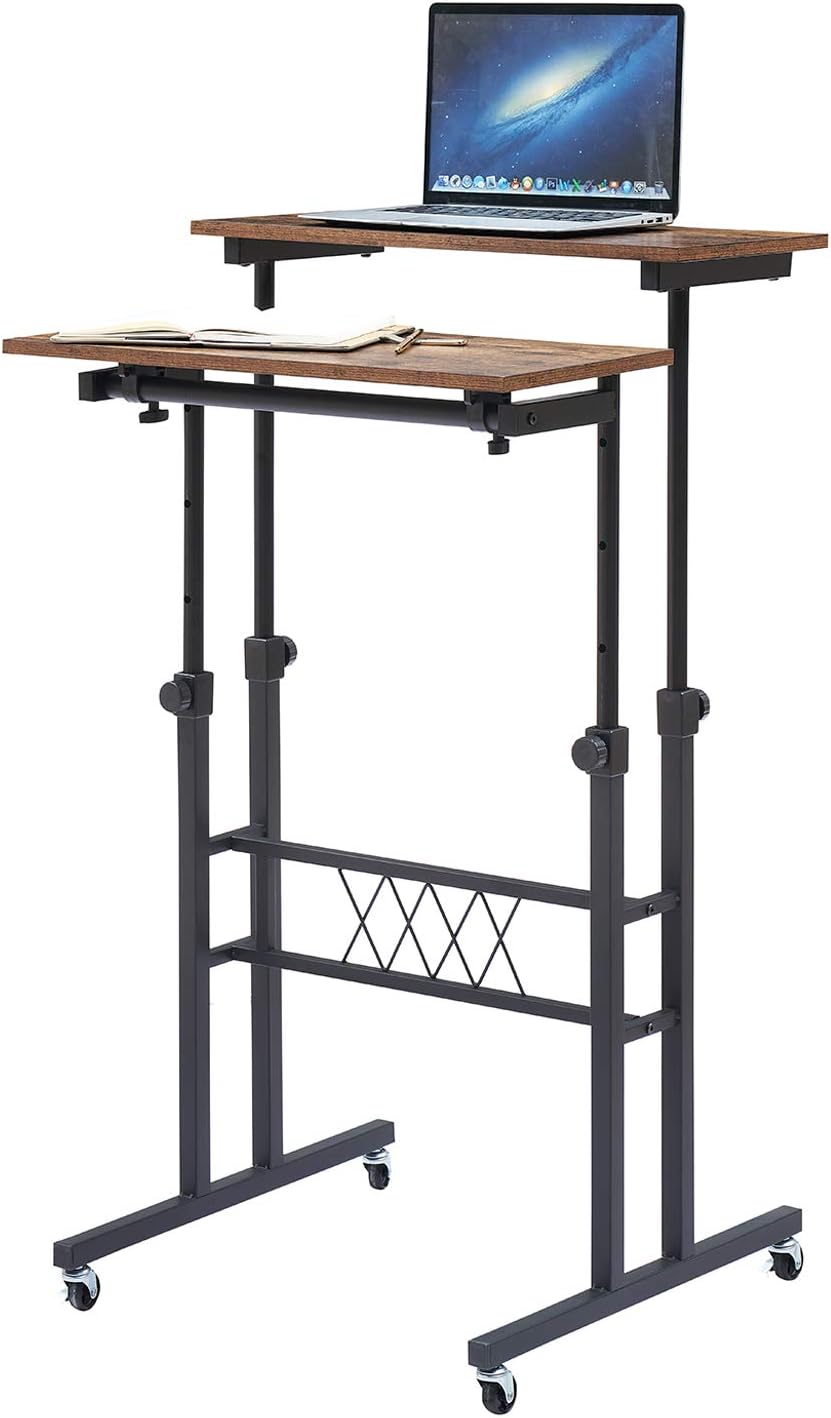 Black Wood Grain Adjustable Height Standing Desk V146639