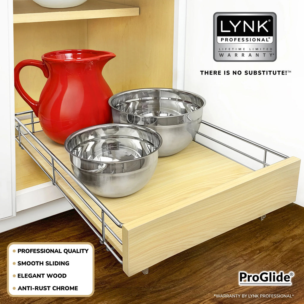 14"W x 21"D Chrome Pull Out Cabinet Organizer Q87982
