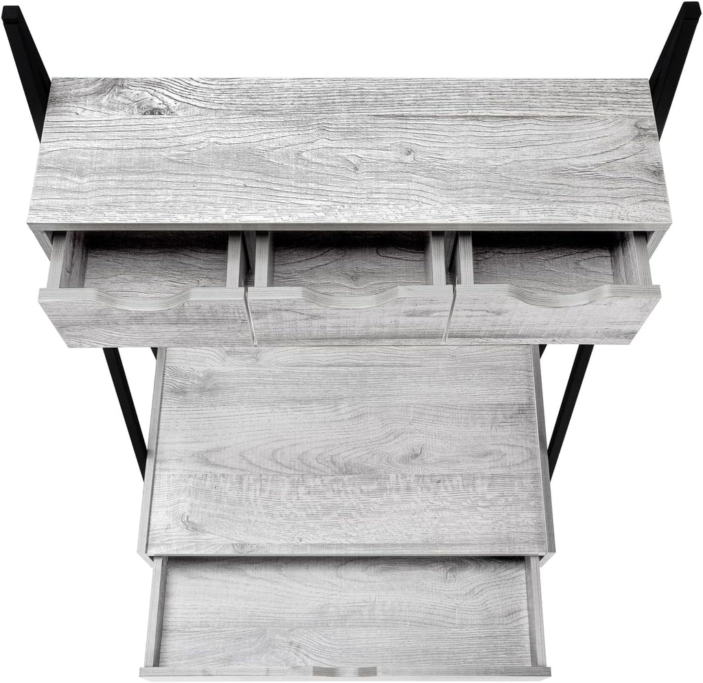 Grey Black Metal Laminate Computer Desk with Storage Drawers T488
