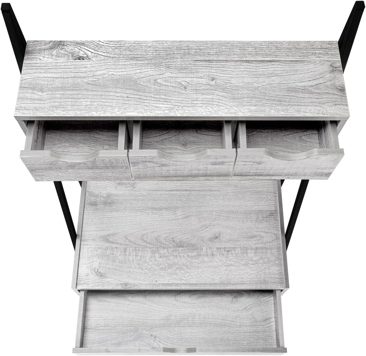 Grey Black Metal Laminate Computer Desk with Storage Drawers T488