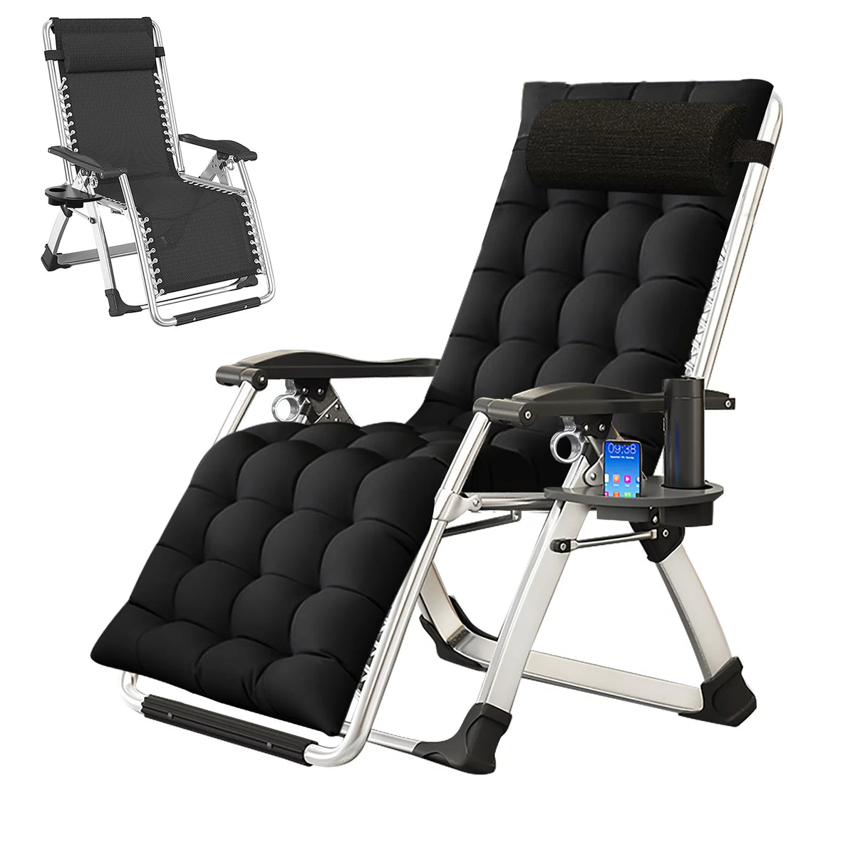 Zero Gravity Folding Lounge Chair with Cushion, Cup Holder, Pillow A181