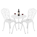 White Bistro Table and Chairs Set of 2 with Umbrella Hole E8352