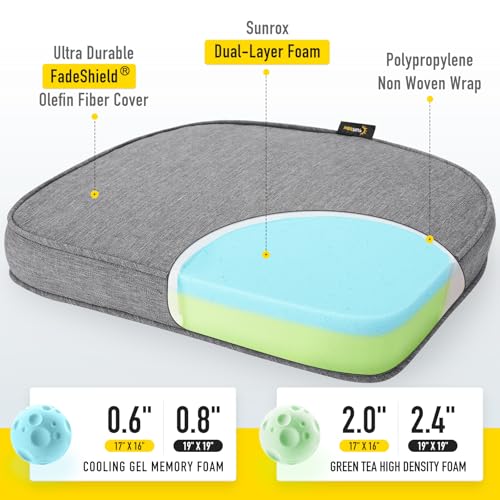 Gel Memory Foam Chair Cushions, Set of 6, Heather Grey I53718