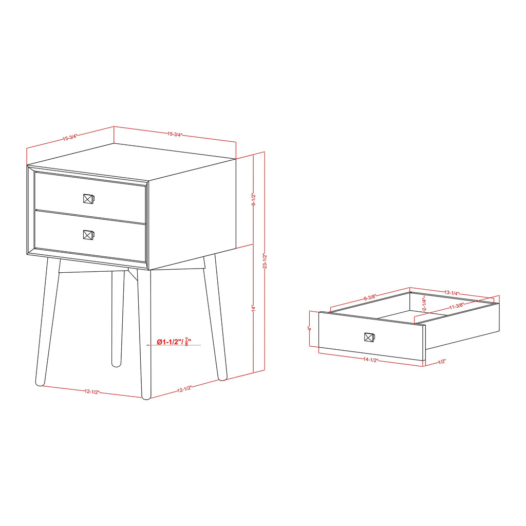 Espresso 2-Drawer Wood End Table U18848