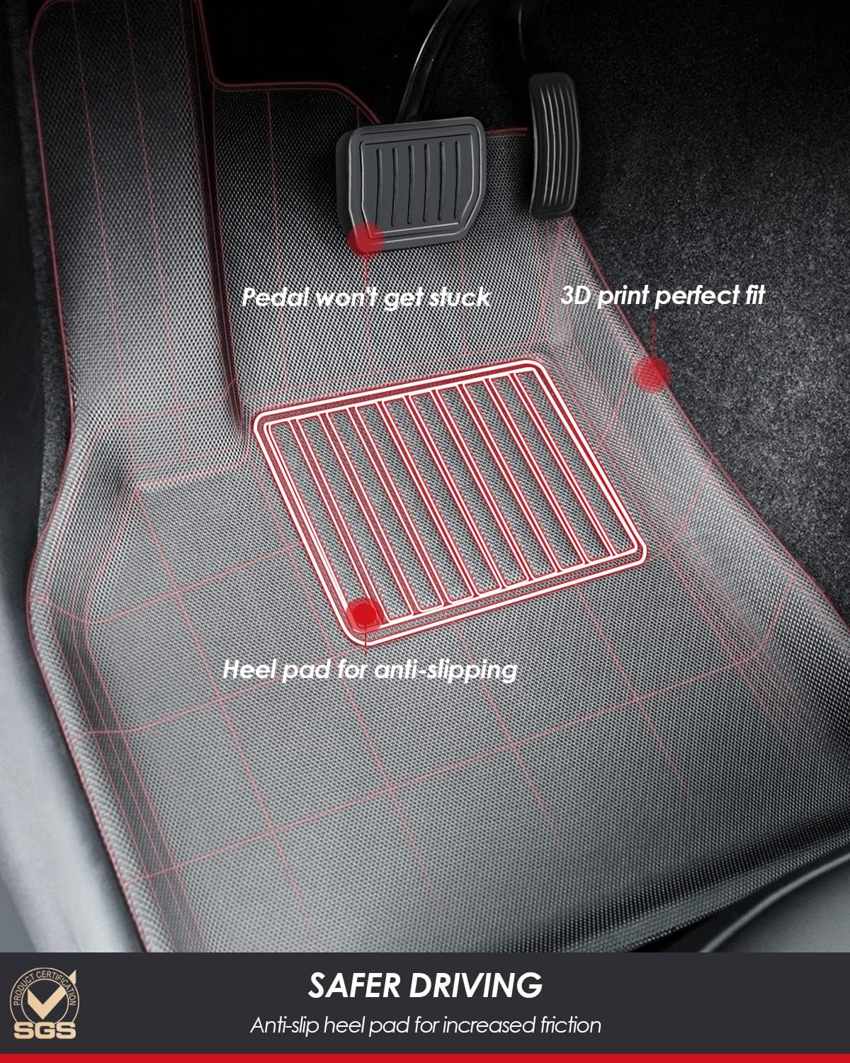 All Weather TPE Floor Mats Cargo Liner Trunk Mats 6 Pieces H60294