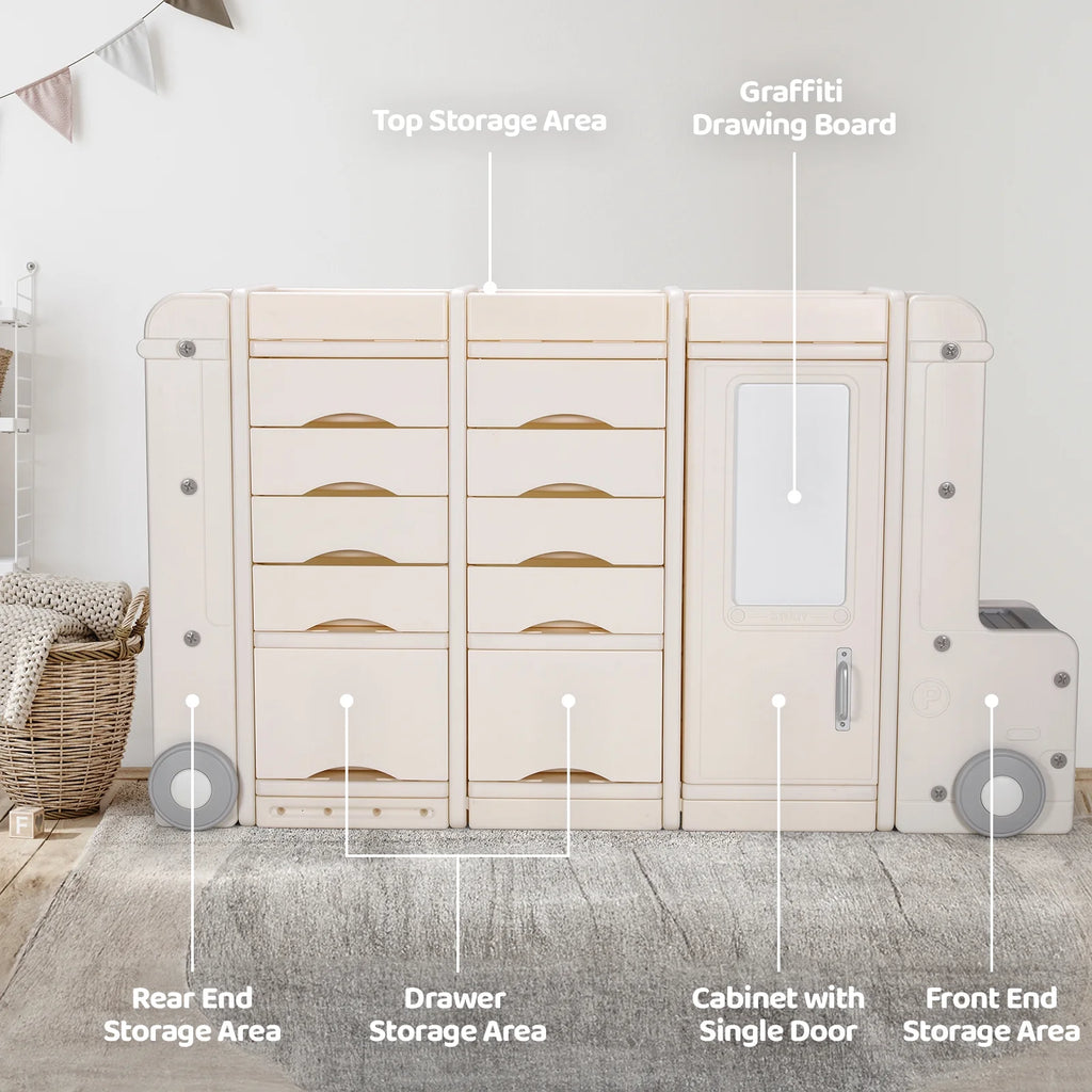 Kids Toy Storage Organizer with 10 Drawers 7 Shelves 2 Cabinets T327099