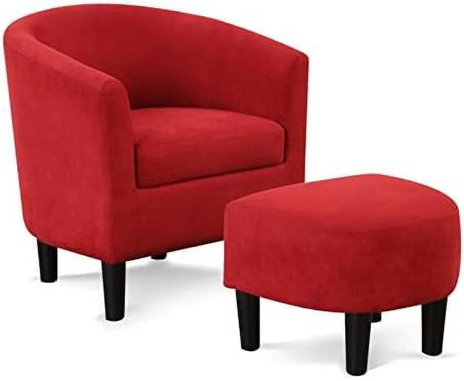 Modern Accent Chair with Ottoman Upholstered Barrel Chair with Foot H36599