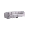 Light Gray Linen Fabric 4-Seater Modular Sofa R7748