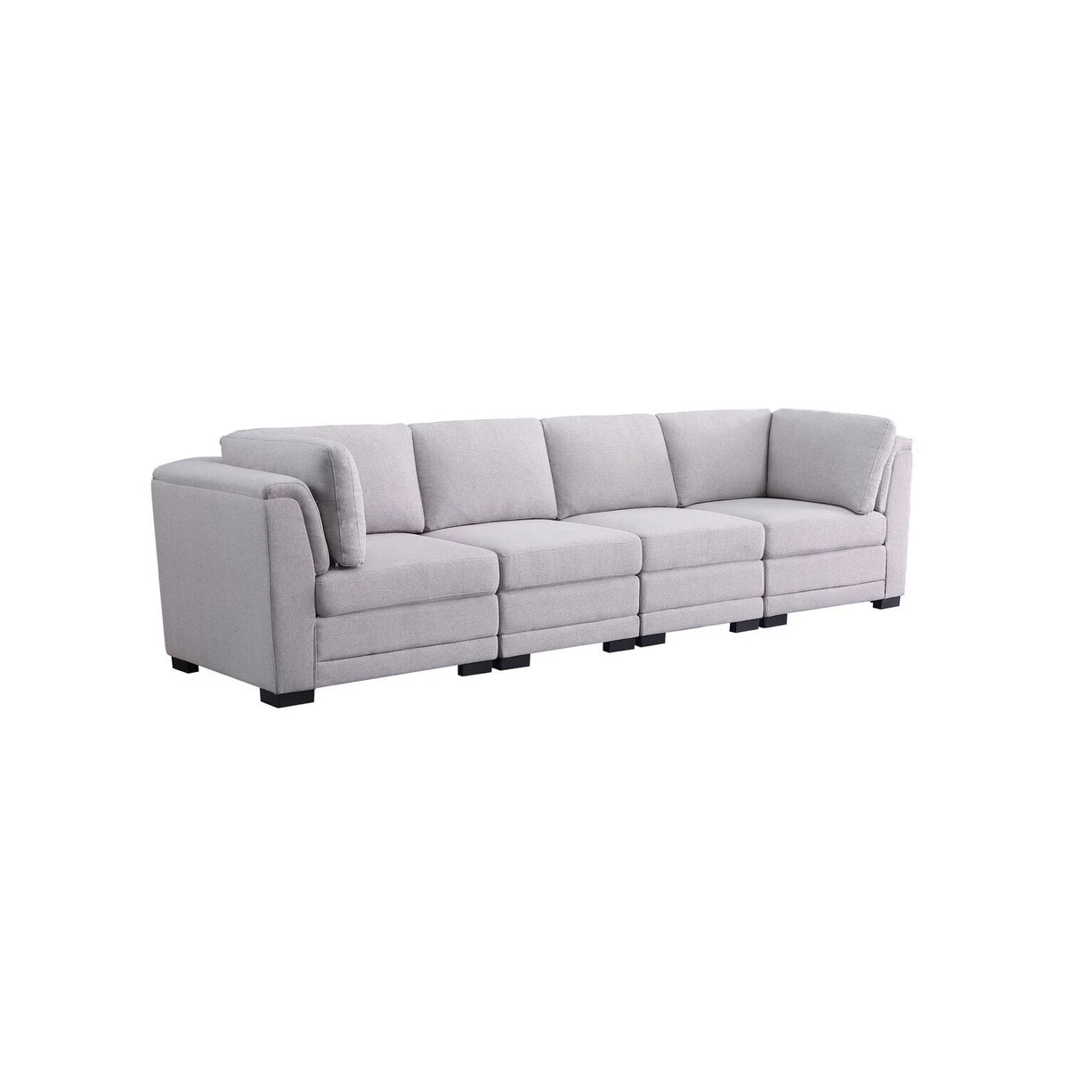 Light Gray Linen Fabric 4-Seater Modular Sofa R7748