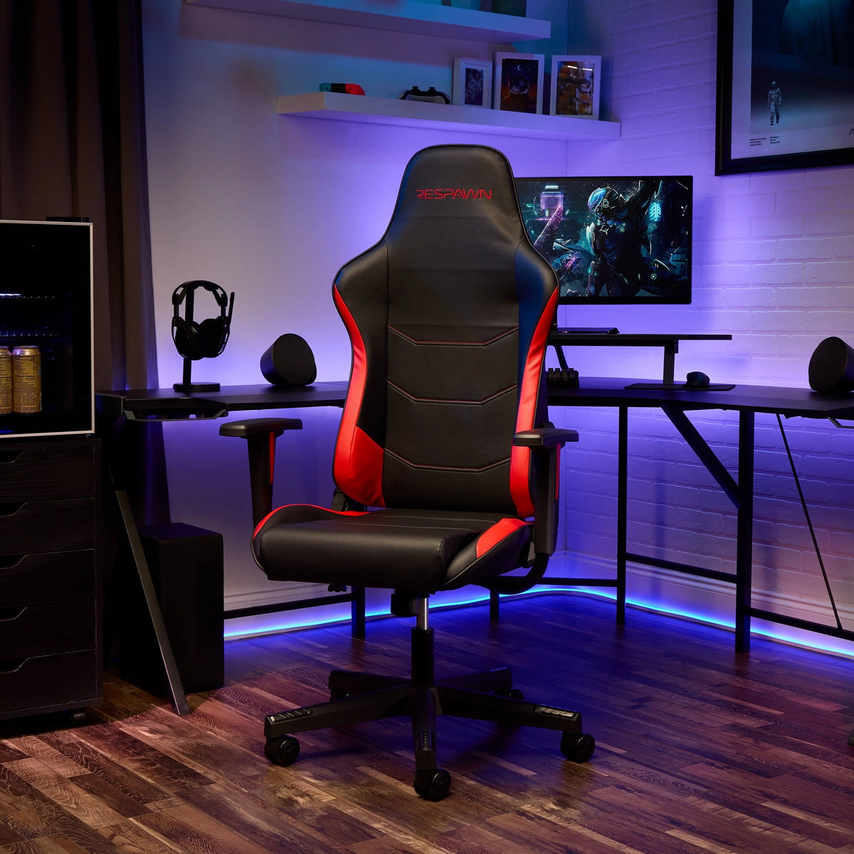 Ergonomic PVC Gaming Chair with Integrated Headrest R7995