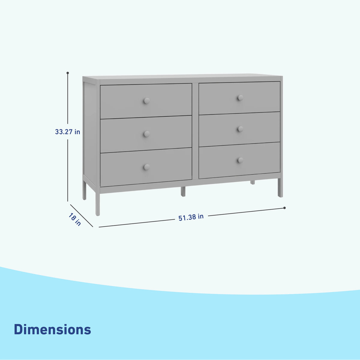 White 6 Drawer Double Dresser A24522