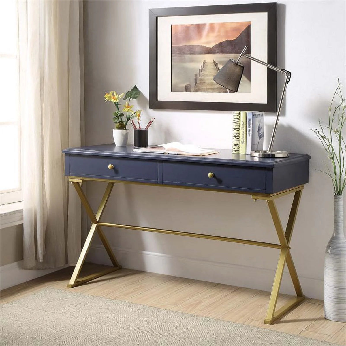 Blue and Gold Writing Desk R284333