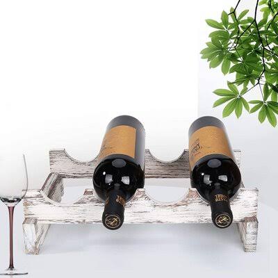 4 Bottle Whitewashed Wood Wine Rack I360174