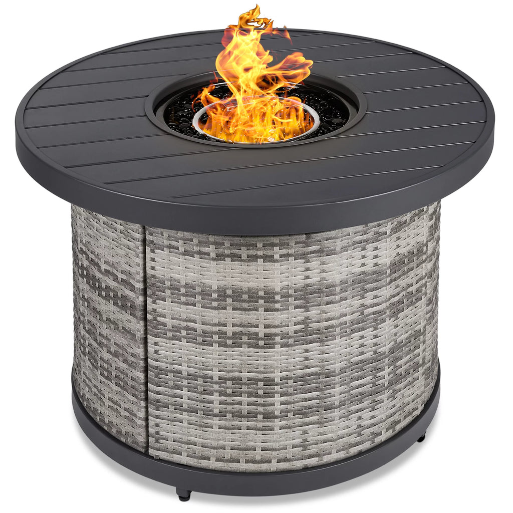 32in Round Gas Fire Pit Table Brown G66107