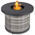 32in Round Gas Fire Pit Table Brown G66107