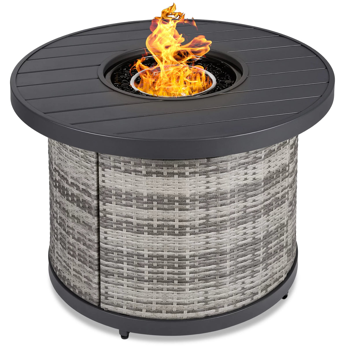 32in Round Gas Fire Pit Table Brown G66107