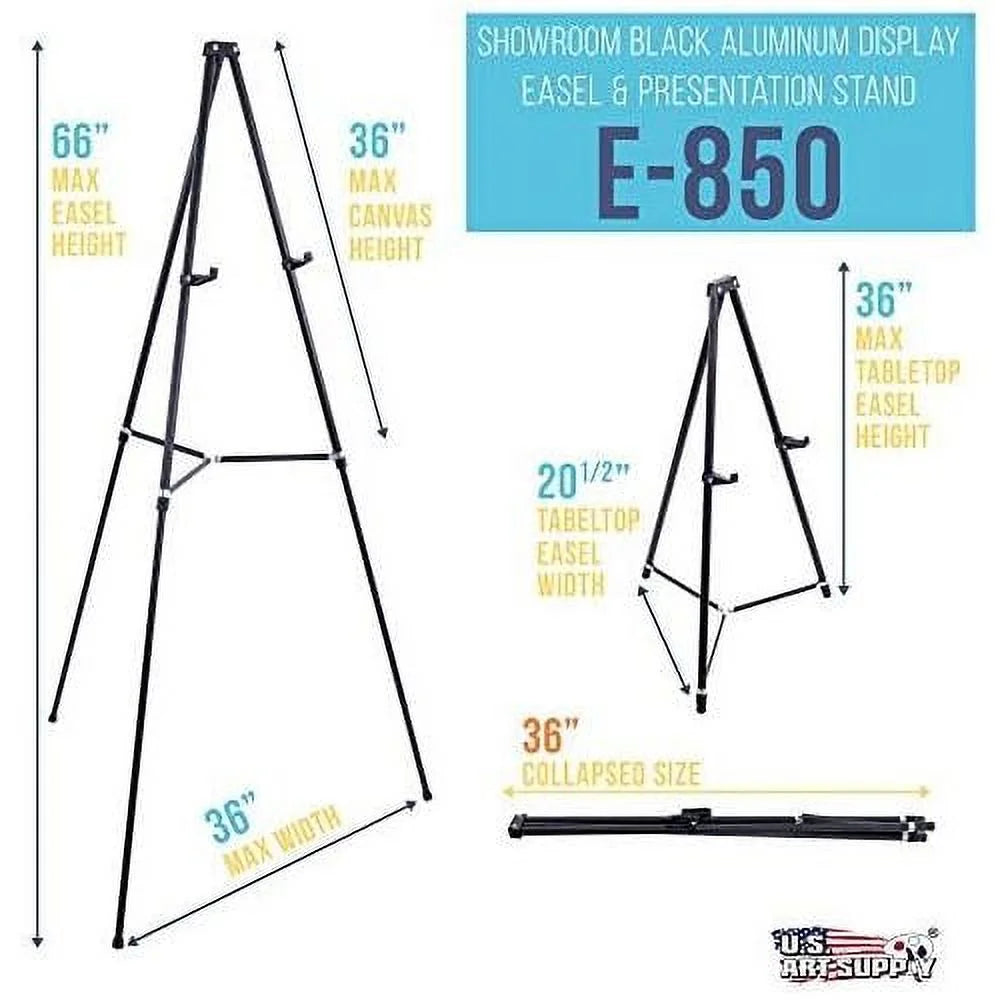 Black Aluminum Adjustable Tripod Display Easel Y49288