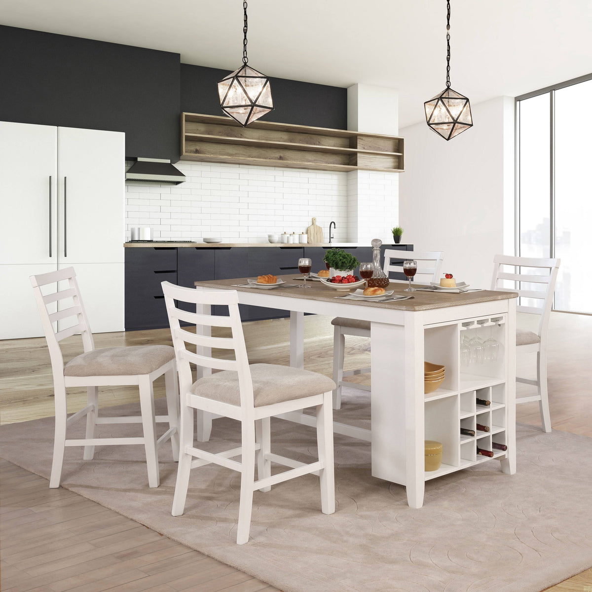Rustic White 63 inch Kitchen Island F3591