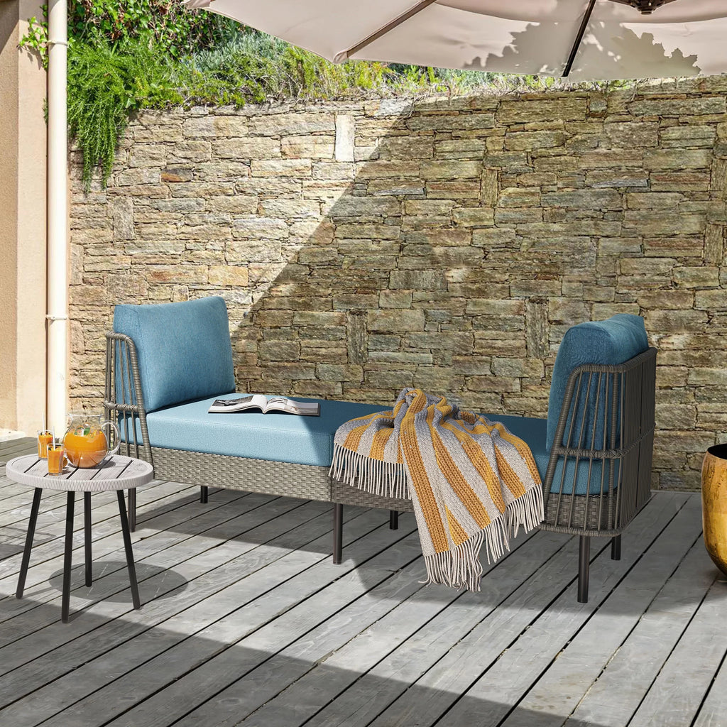 74in Wicker Outdoor Daybed with Cushion Z42883