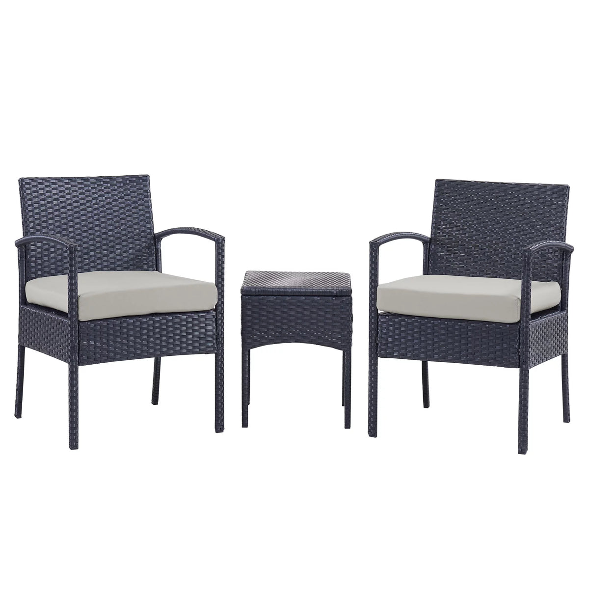 3 Pieces PE Rattan Wicker Chairs and Table Set W937210