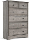 Gray 6 Drawer Wood Dresser S188