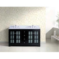 Solid Wood Glass Doors and Drawers Black Cabinet H1907