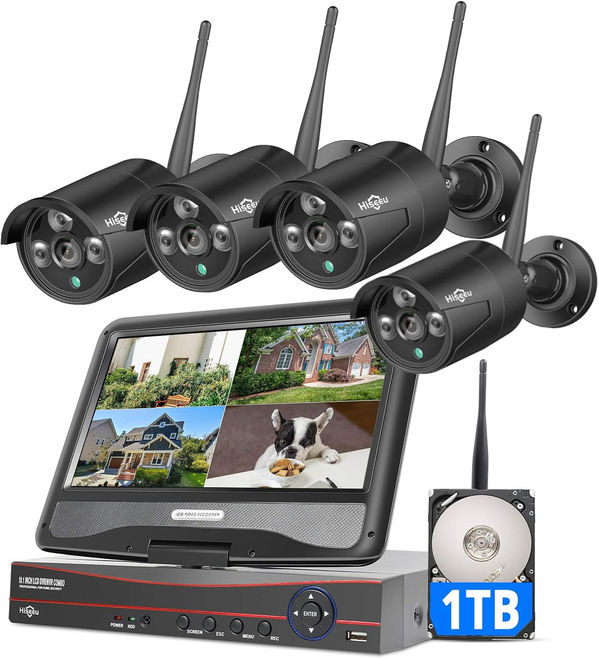 8CH Wireless Security Camera System with 10.1 Monitor and 1TB HDD F8305