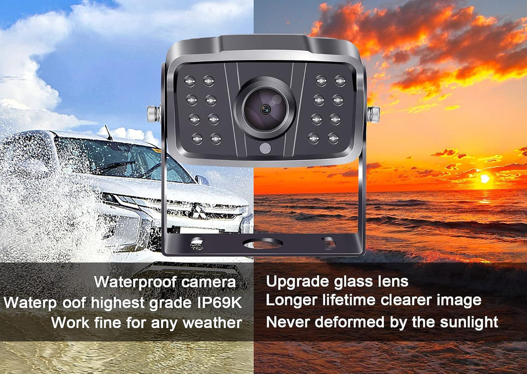 Wireless Backup Camera HD 1080P 2 Rear View Cameras 7 Inch DVR Monitor System C65685