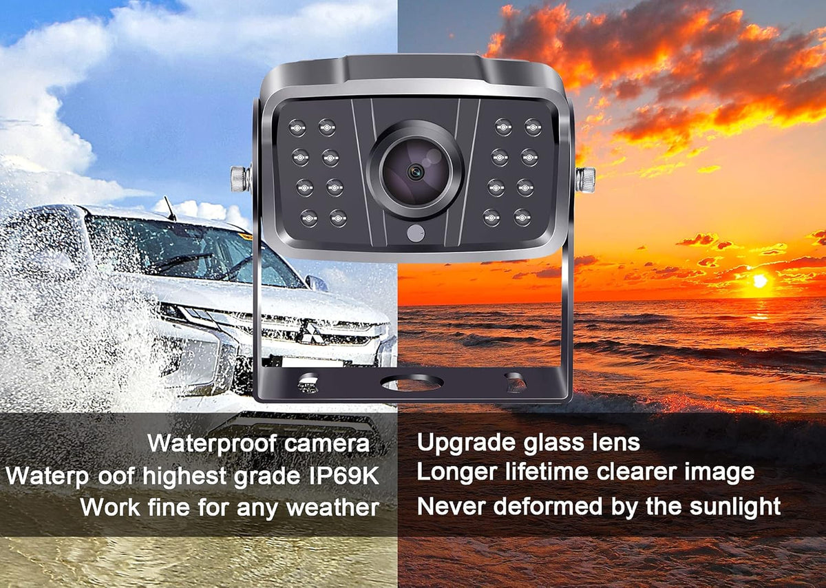 Wireless Backup Camera HD 1080P 2 Rear View Cameras 7 Inch DVR Monitor System C65685