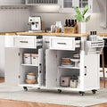 56.5'' White Kitchen Island with Drop Leaf O192280