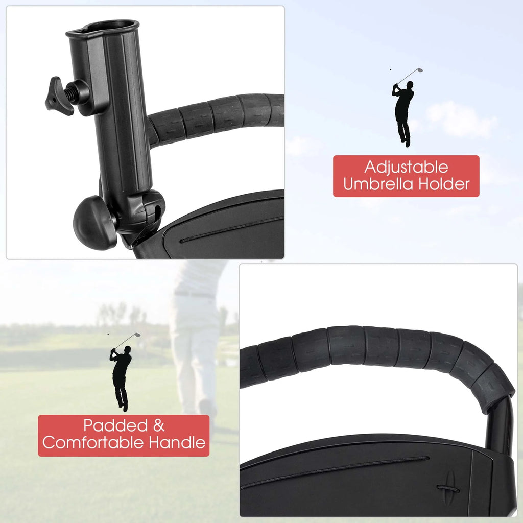 Foldable 3 Wheel Steel Golf Push Cart with Umbrella Holder T78813