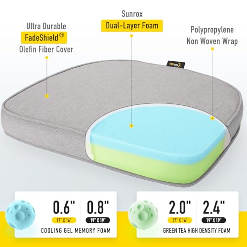 Gel Memory Foam Chair Cushions, Set of 6, Heather Grey I53718
