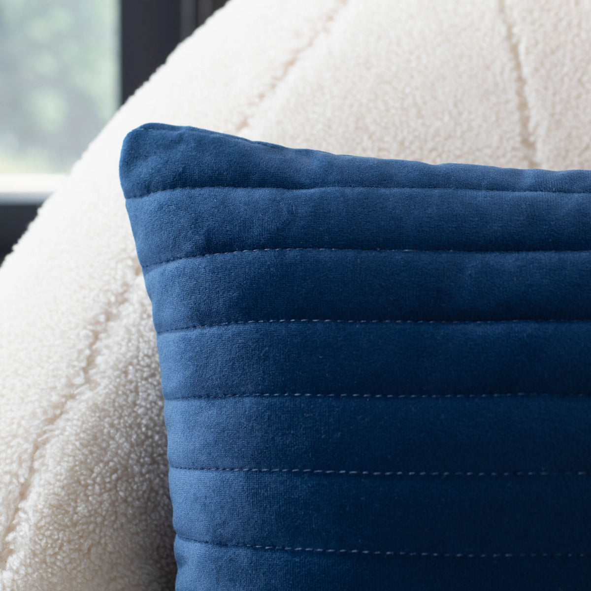 Striped Lines Lumbar Pillow, 12" x 20", Dark Blue E45010