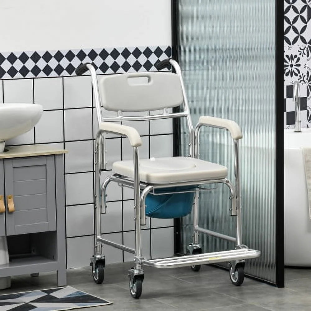 3-in-1 Shower Commode Wheelchair 330 lbs. Weight Capacity Gray H441