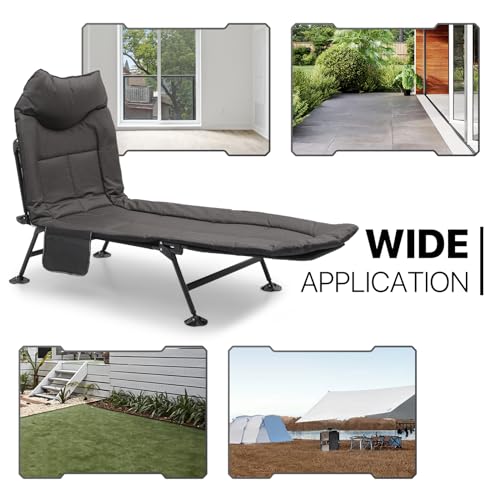 Black Set of 2 Adjustable Reclining Camping Bed with Carry Bag R86718
