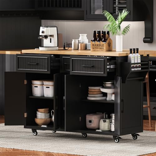 56.5'' White Kitchen Island with Drop Leaf O192280