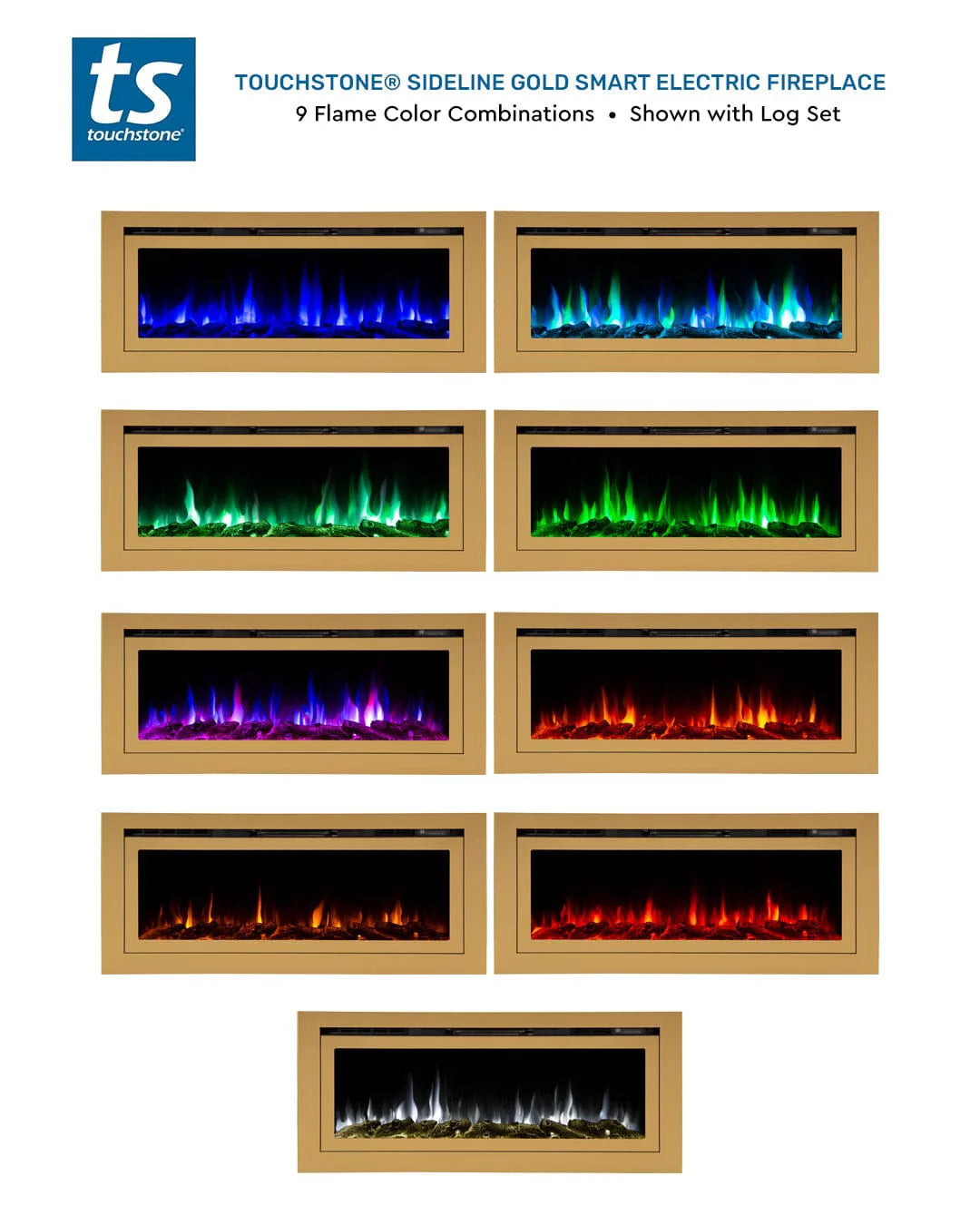 50" Recessed Smart Electric Fireplace S606