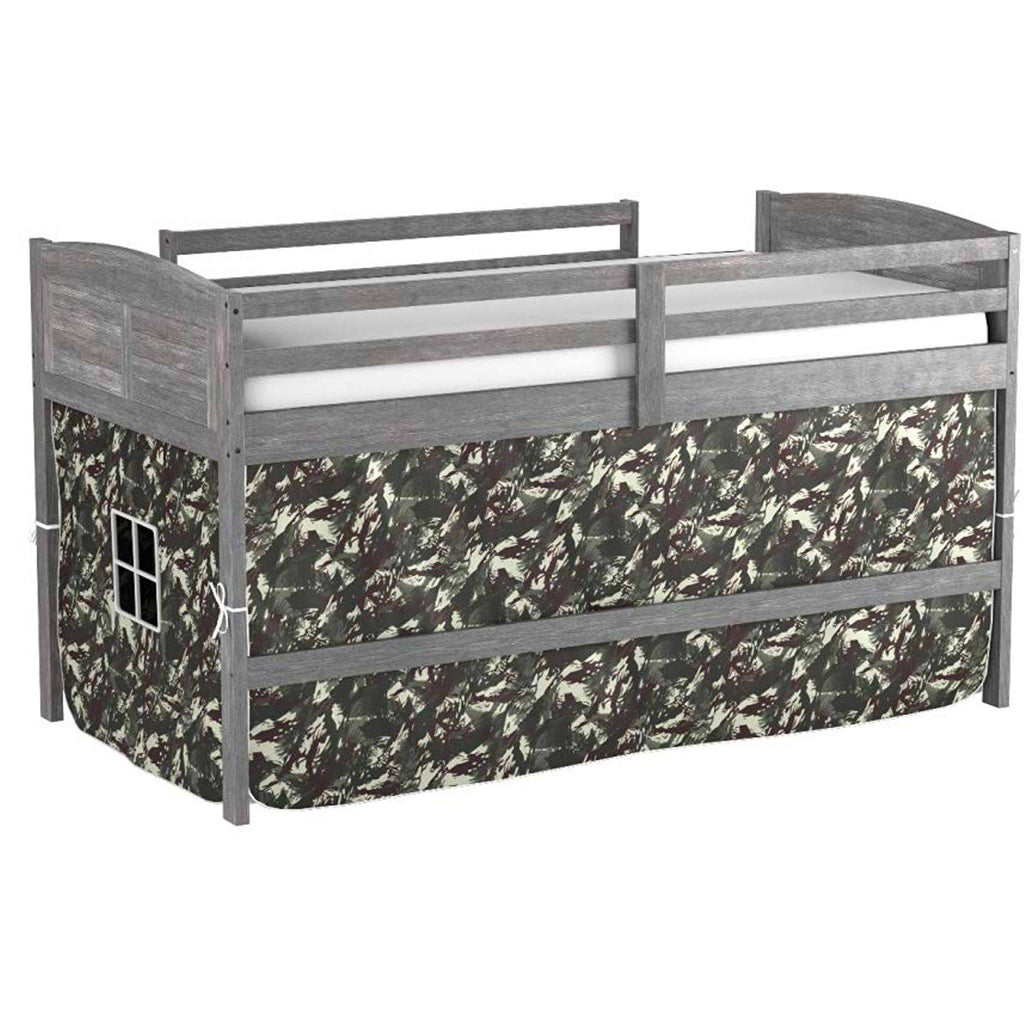Twin Antique Grey Loft Bed with Tent M506116