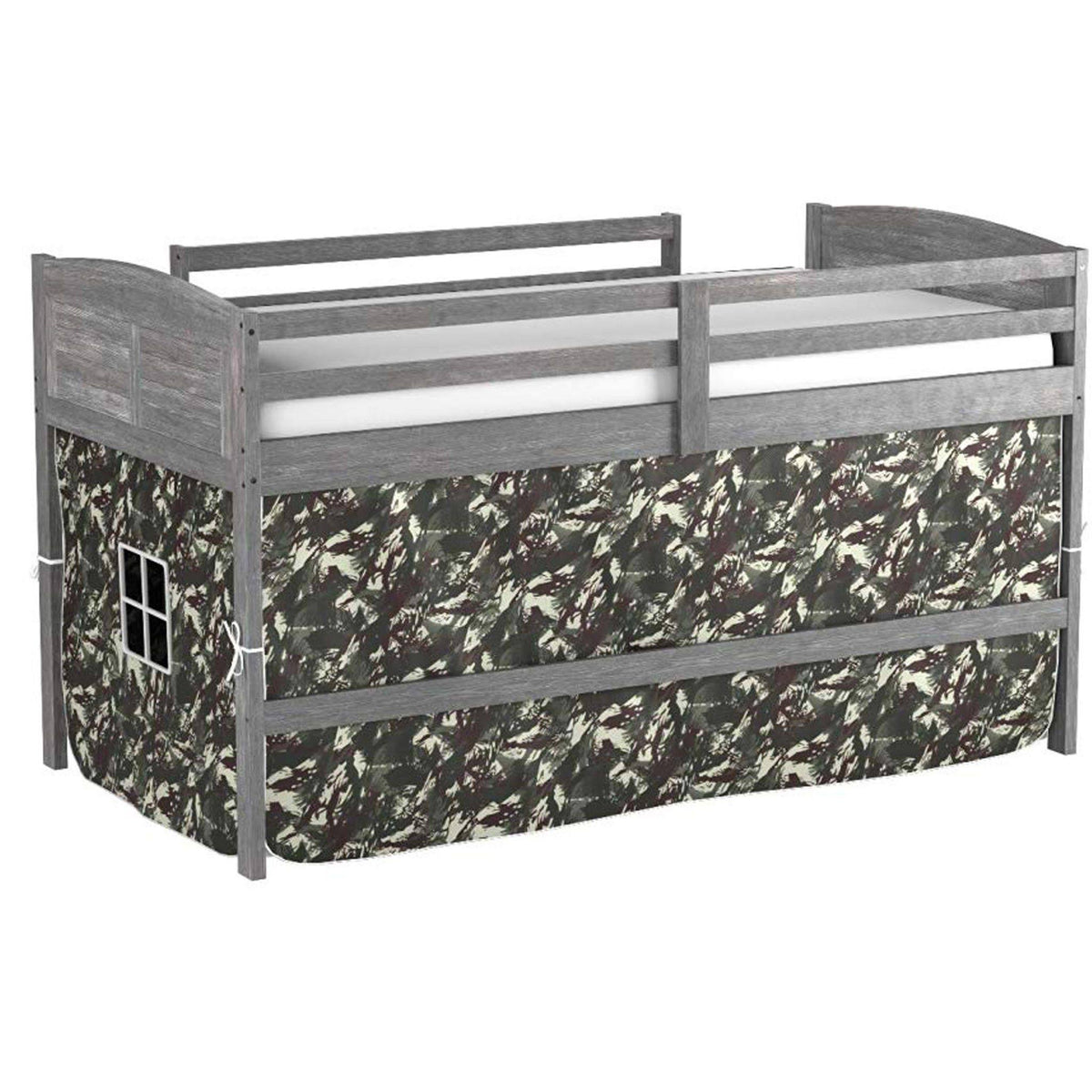 Twin Antique Grey Loft Bed with Tent M506116