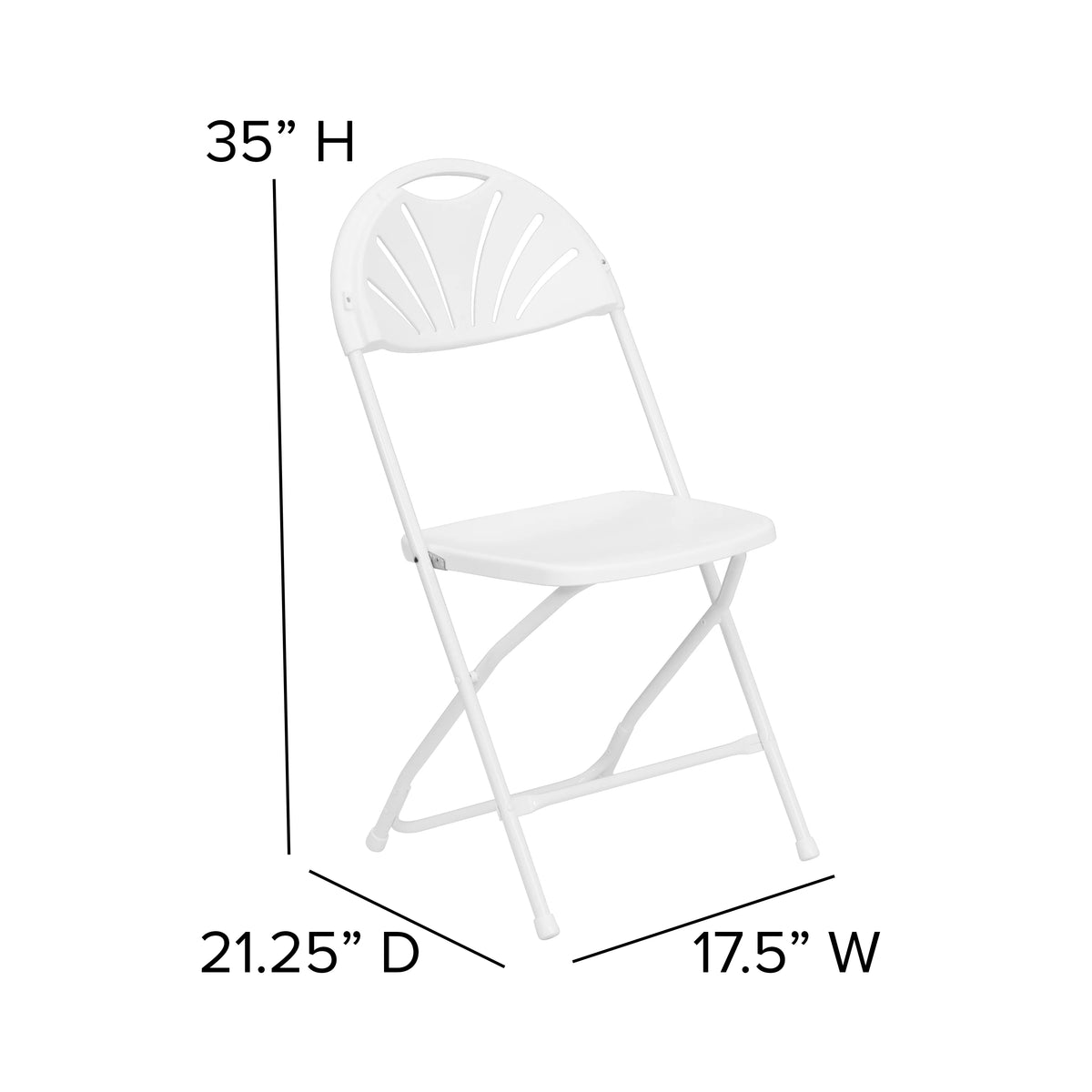 White Plastic Fan Back Folding Chair C14689