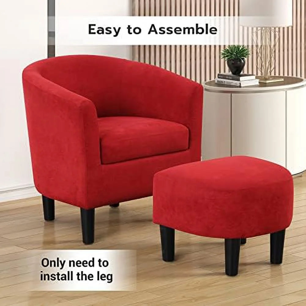 Modern Accent Chair with Ottoman Upholstered Barrel Chair with Foot H36599
