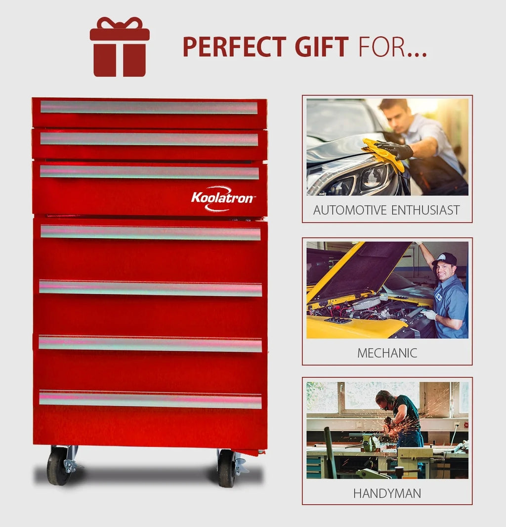 Red Compact Fridge with Built-in Tool Storage K91997