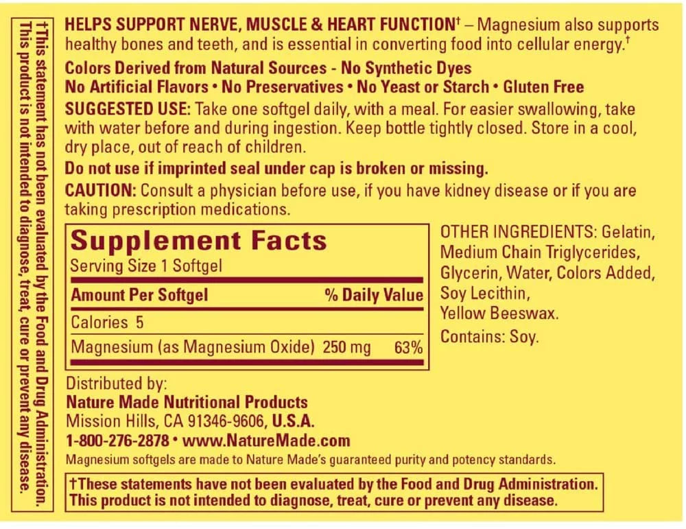 Magnesium 250 mg Liquid Softgels 90 ea Pack of 4 Z247439