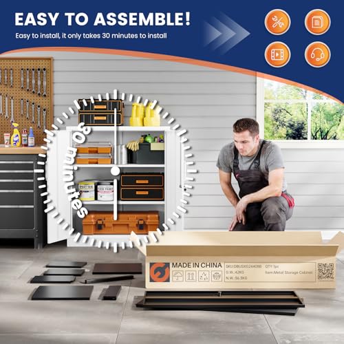 Metal Garage Storage Cabinet with 2 Doors and 2 Adjustable Shelves C57506