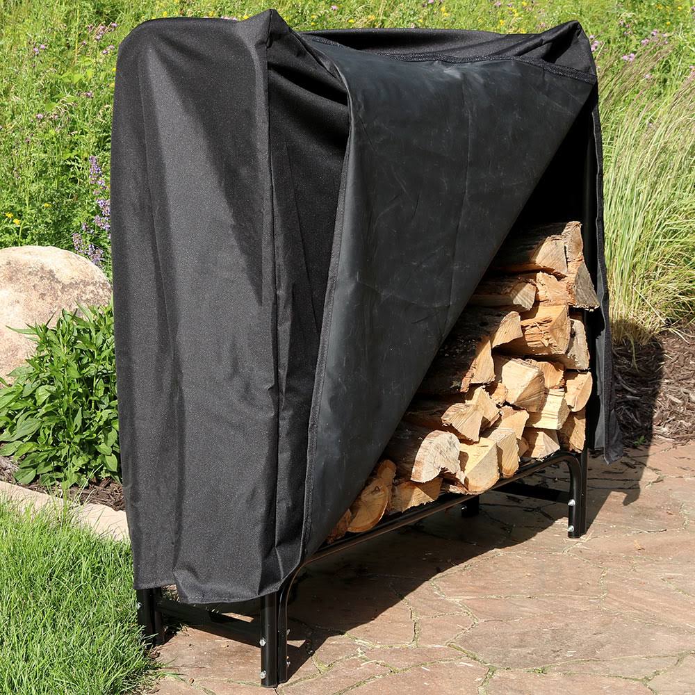 Black Firewood Log Rack with Cover I133