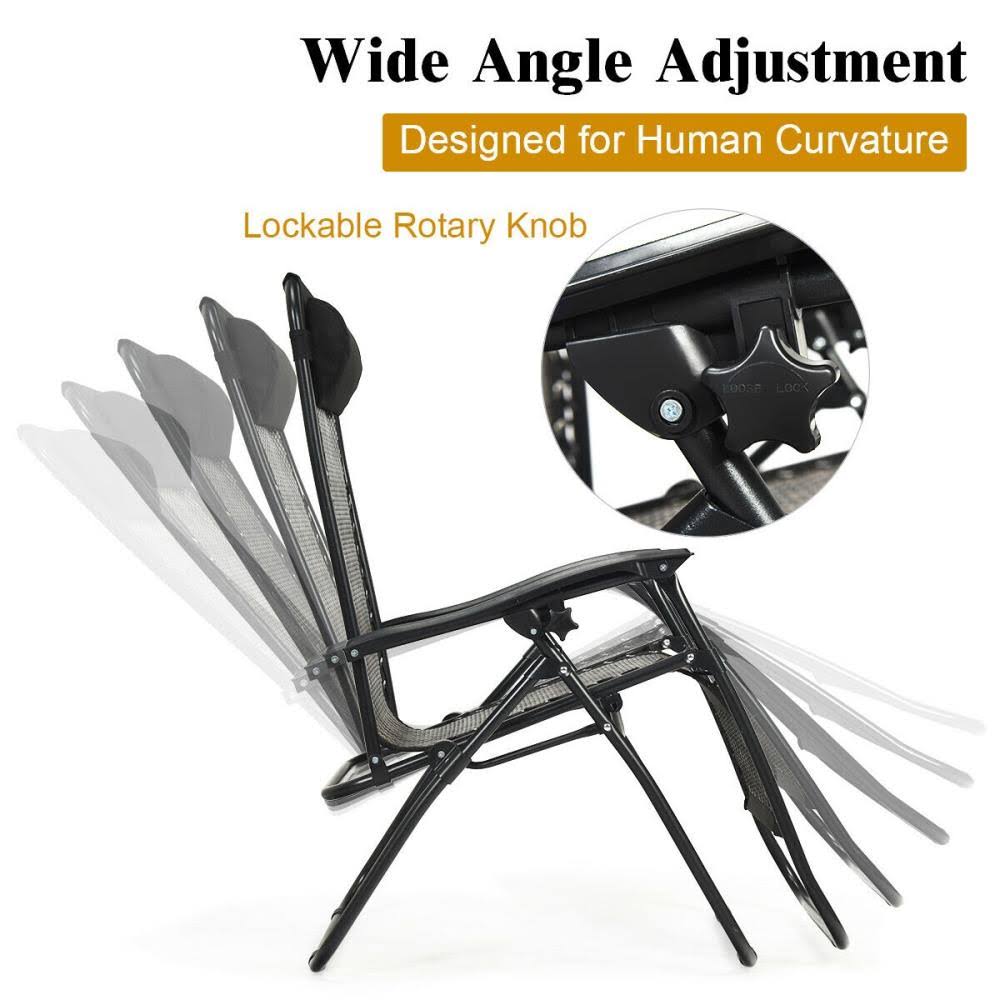 Black Metal Frame Zero Gravity Chair with Woven Seat R77115