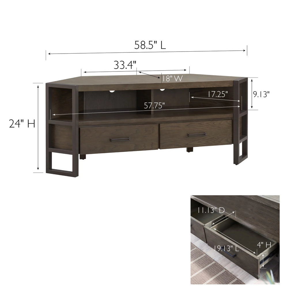 Mixed Metal and Wood Corner TV Stand R1082