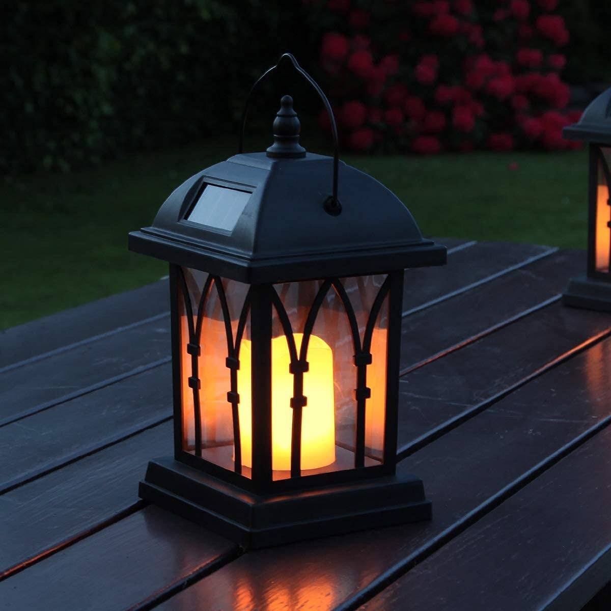 Solar Powered Amber LED Candle Lantern N576051