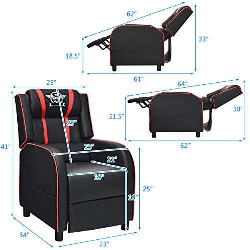 Red Leather Recliner Chair R321