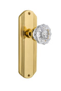 Unlacquered Brass Crystal Glass Door Knob I918225